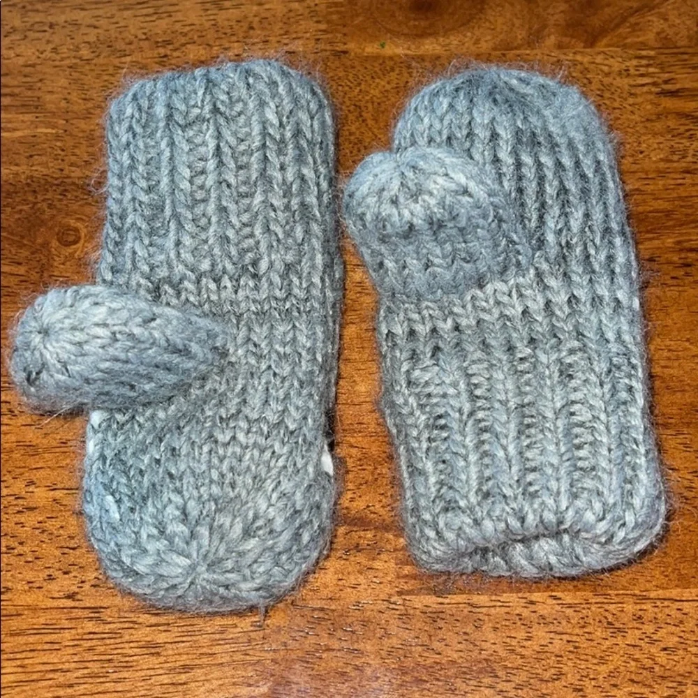 Gray Raccoon Knitted Warm Toddler Mittens